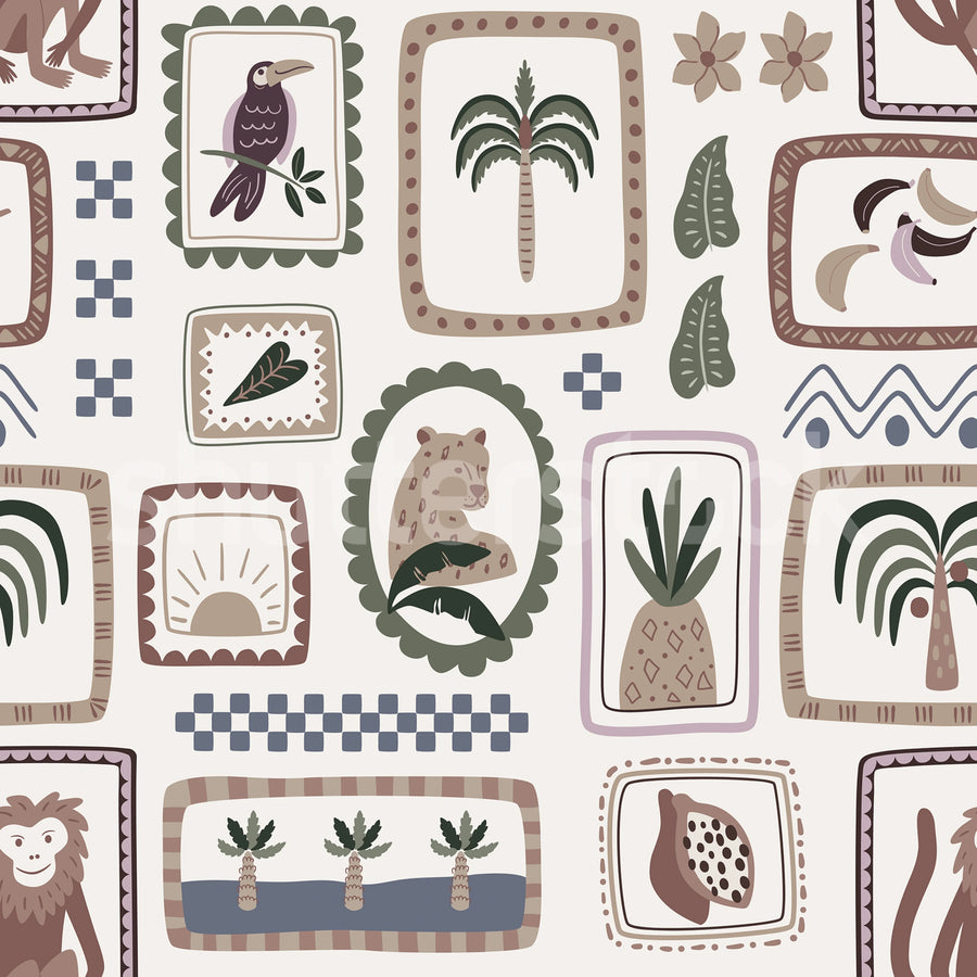 Jungle Frames, Vintage Mural Wallpaper