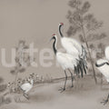 Whispering Cranes, Gray Mural Wallpaper - pure wallpaper artwork