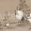 Whispering Cranes, Beige Mural Wallpaper - pure wallpaper artwork