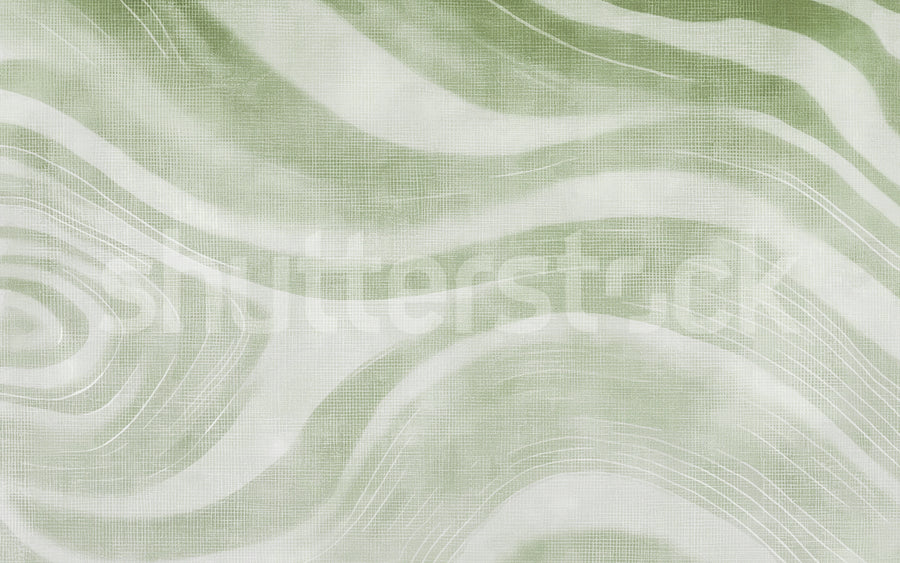 Ocean Lines, Green Mural Wallpaper