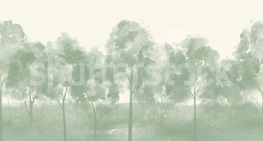 Misty Grove, Green Mural Wallpaper