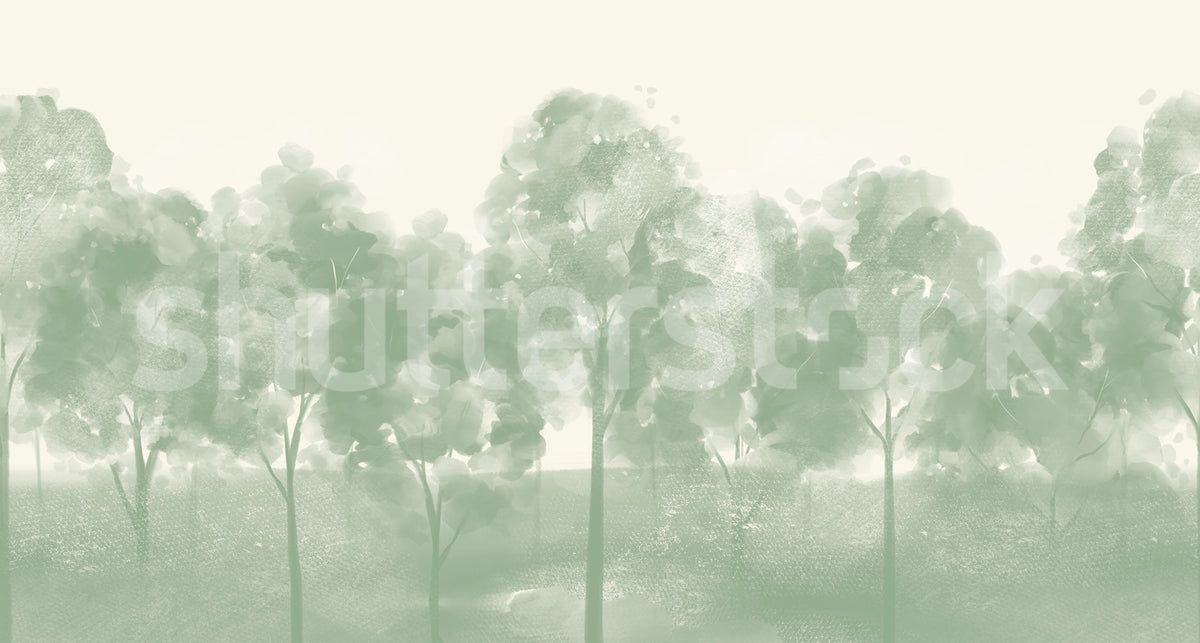Misty Grove, Green Mural Wallpaper - pure wallpaper artwork