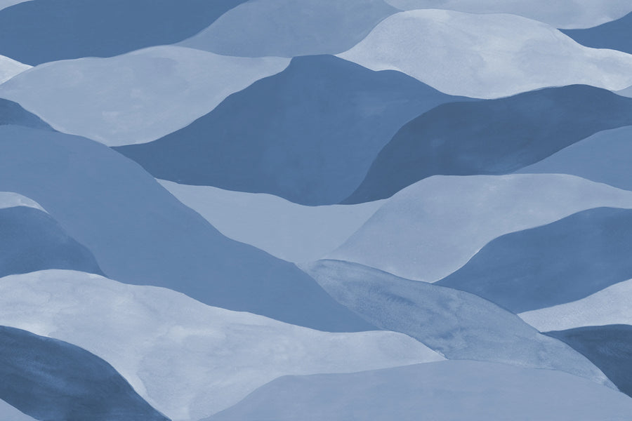 Misty Peaks, Blue Mural Wallpaper