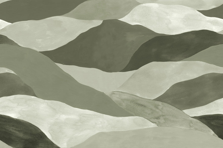 Misty Peaks, Green Mural Wallpaper