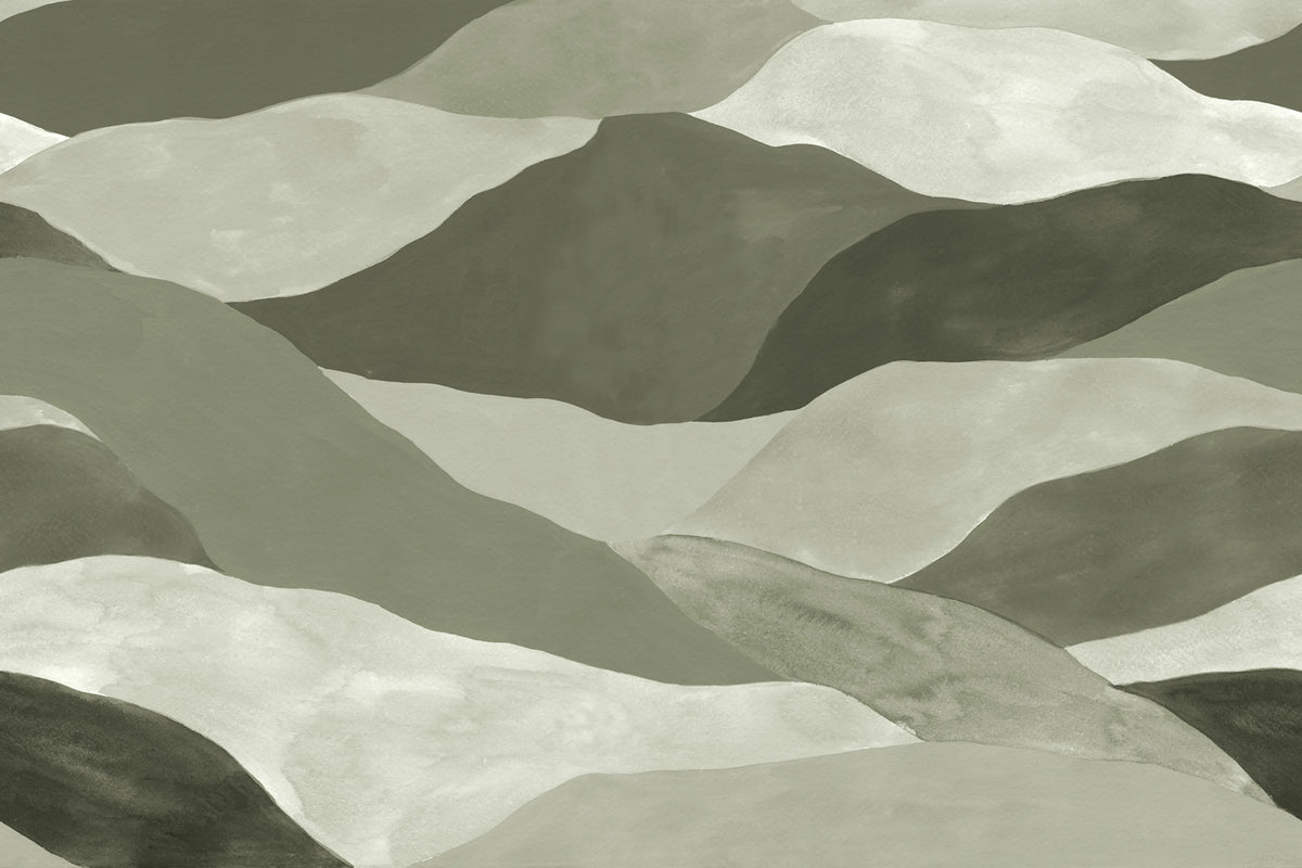 Misty Peaks, Green Mural Wallpaper - pure wallpaper artwork