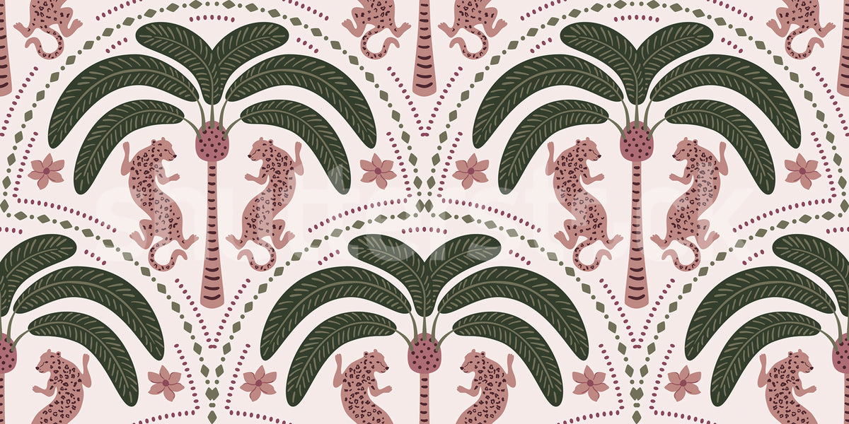 Jungle Rhythm, Pink Mural Wallpaper - pure wallpaper artwork