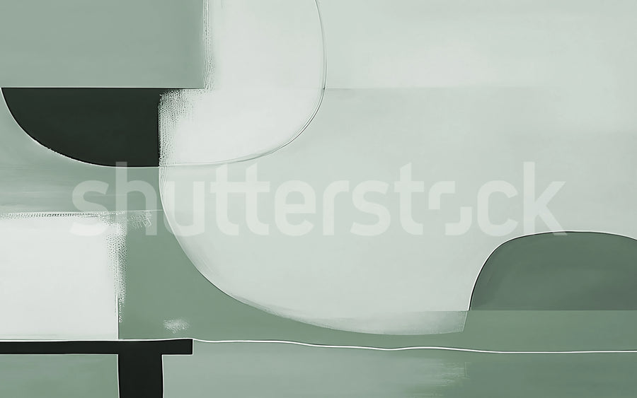 Abstract Shapes, Green Mural Wallpaper