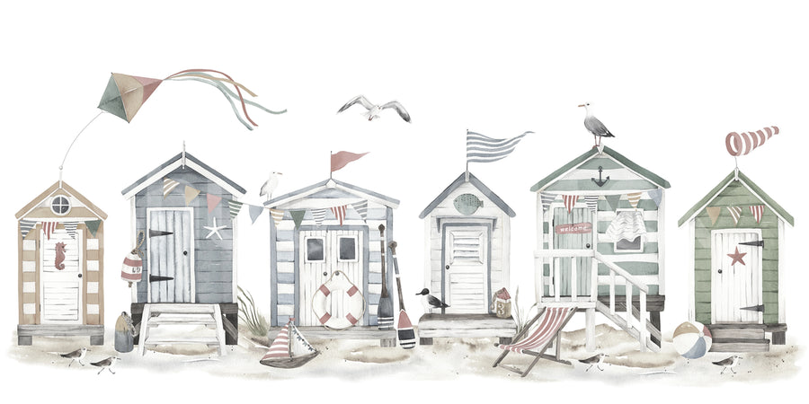 Tiny Beach Houses, Soft Mural Wallpaper