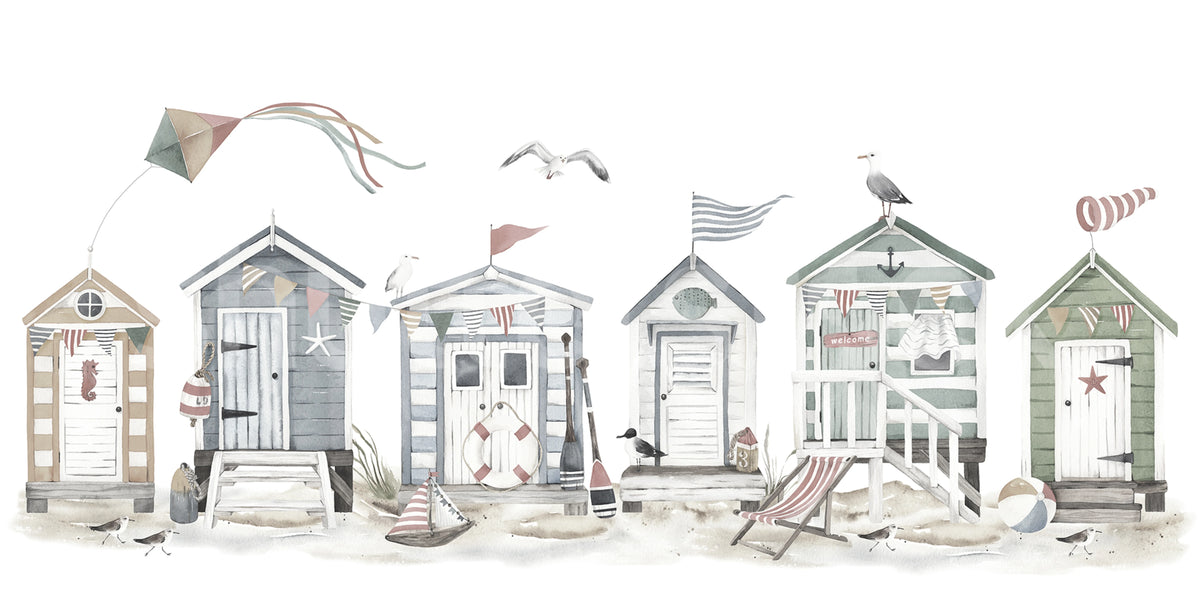 Tiny Beach Houses, Soft Mural Wallpaper - pure wallpaper artwork