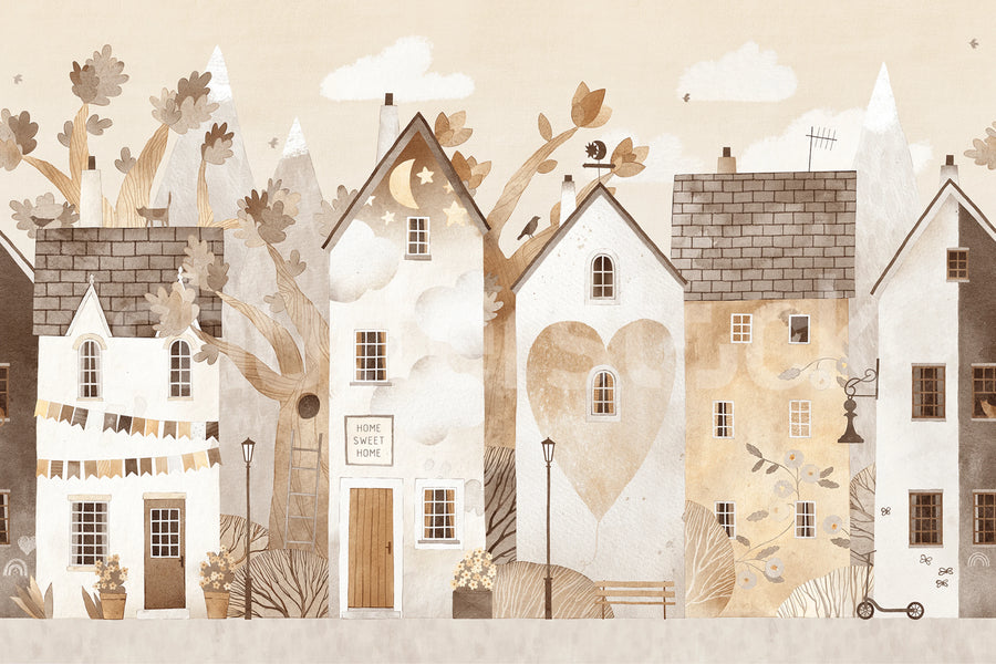 Cute Village, Autumn Mural Wallpaper