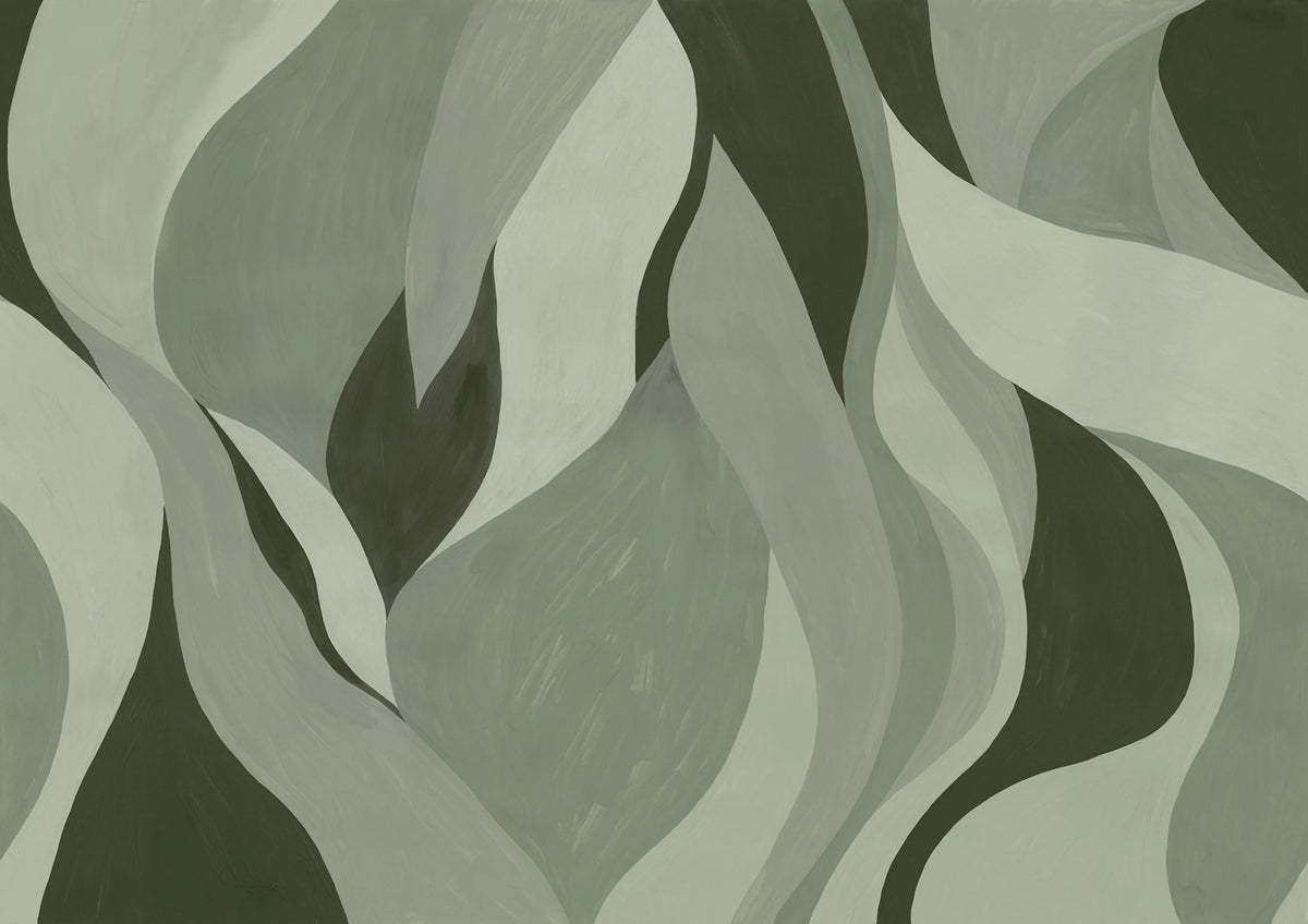 Velvet Flames, Green Mural Wallpaper - pure wallpaper artwork