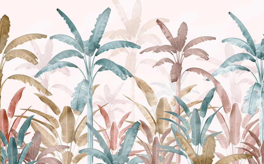 Serene Tropics, Blush Mural Wallpaper