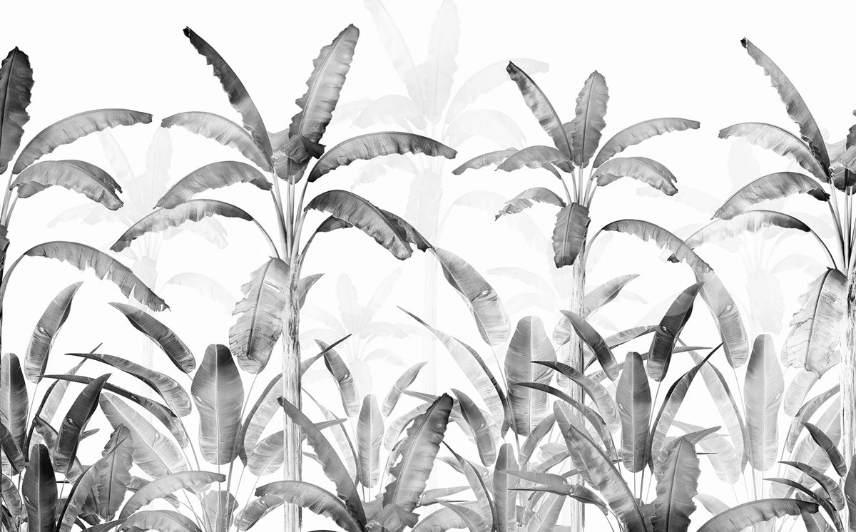 Serene Tropics, Gray Mural Wallpaper - pure wallpaper artwork