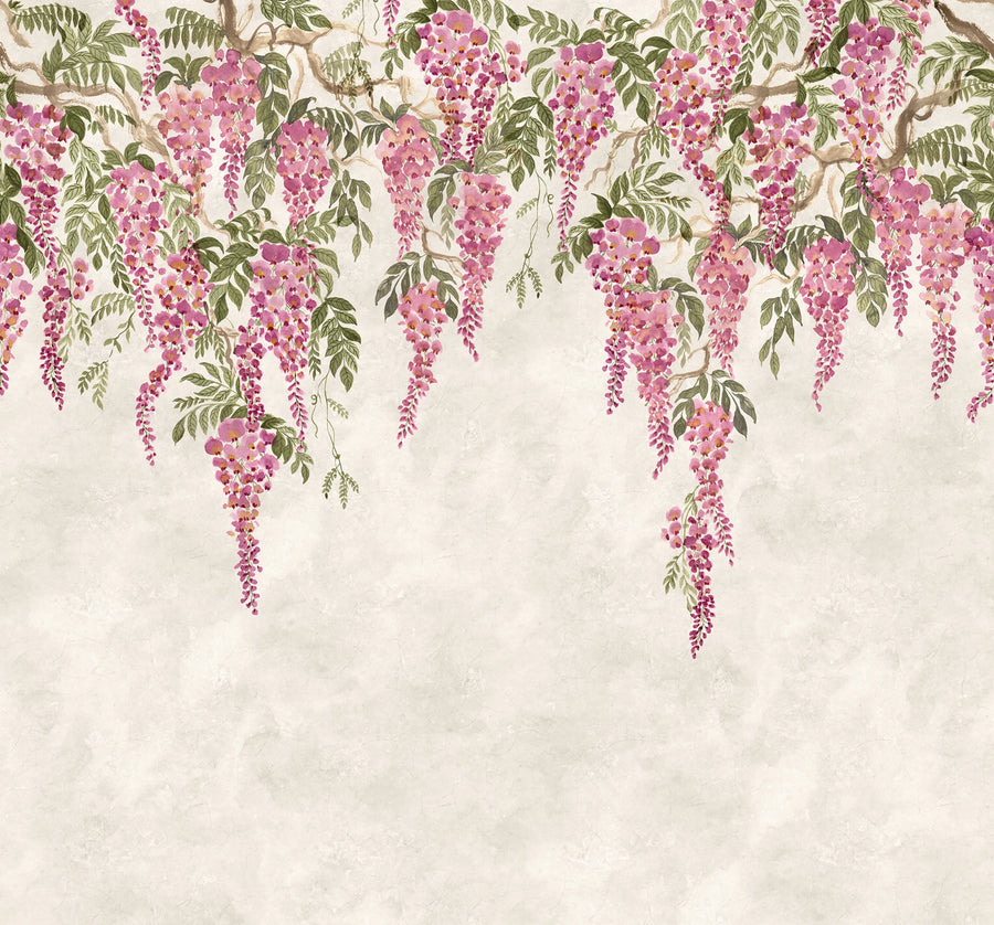 Whispers Wisteria, Pink Mural Wallpaper