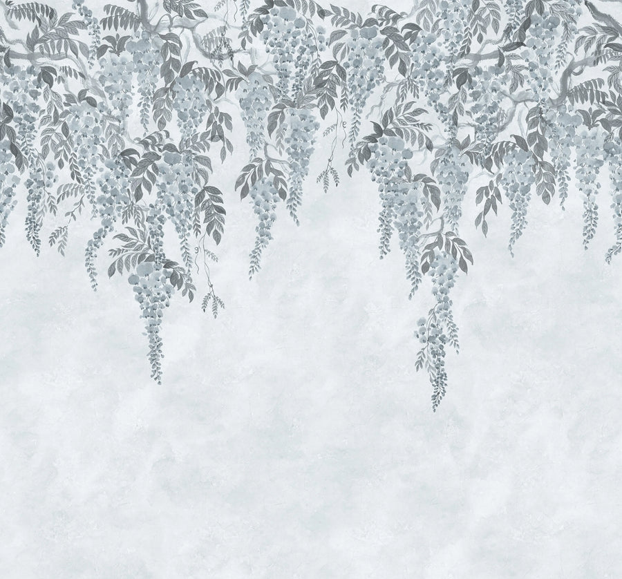 Whispers Wisteria, Blue Mural Wallpaper
