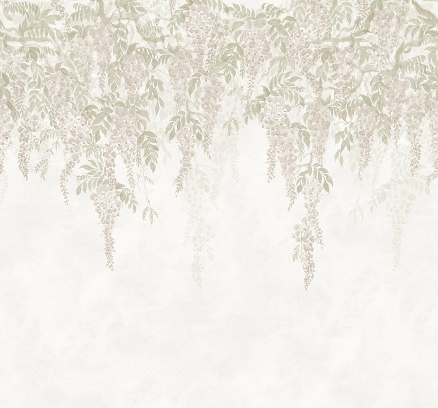 Whispers Wisteria, Beige Mural Wallpaper
