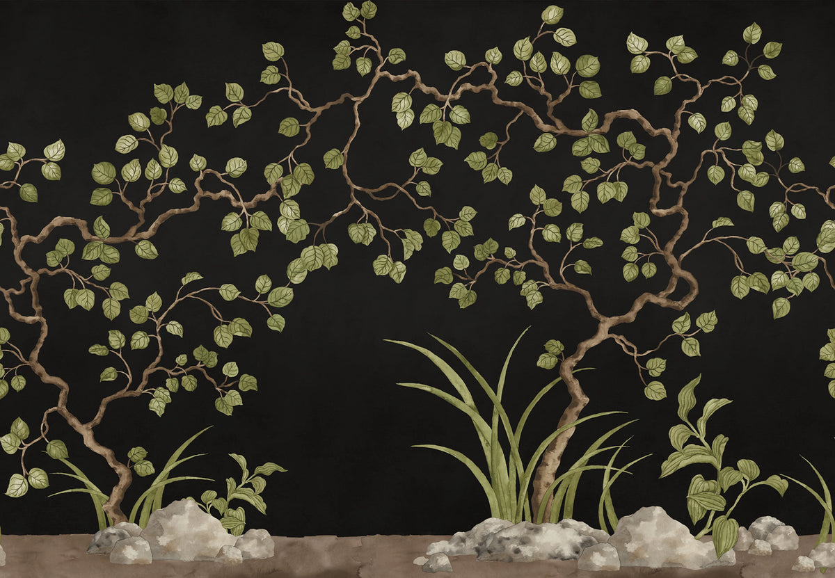 Forest of Dreams, Black Mural Wallpaper - pure wallpaper artwork