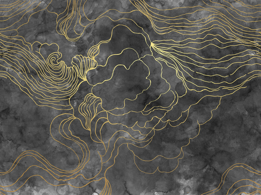 Opulence Storm, Black Mural Wallpaper