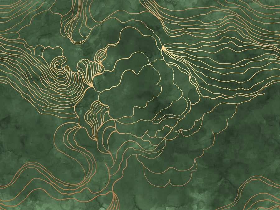 Opulence Storm, Green Mural Wallpaper