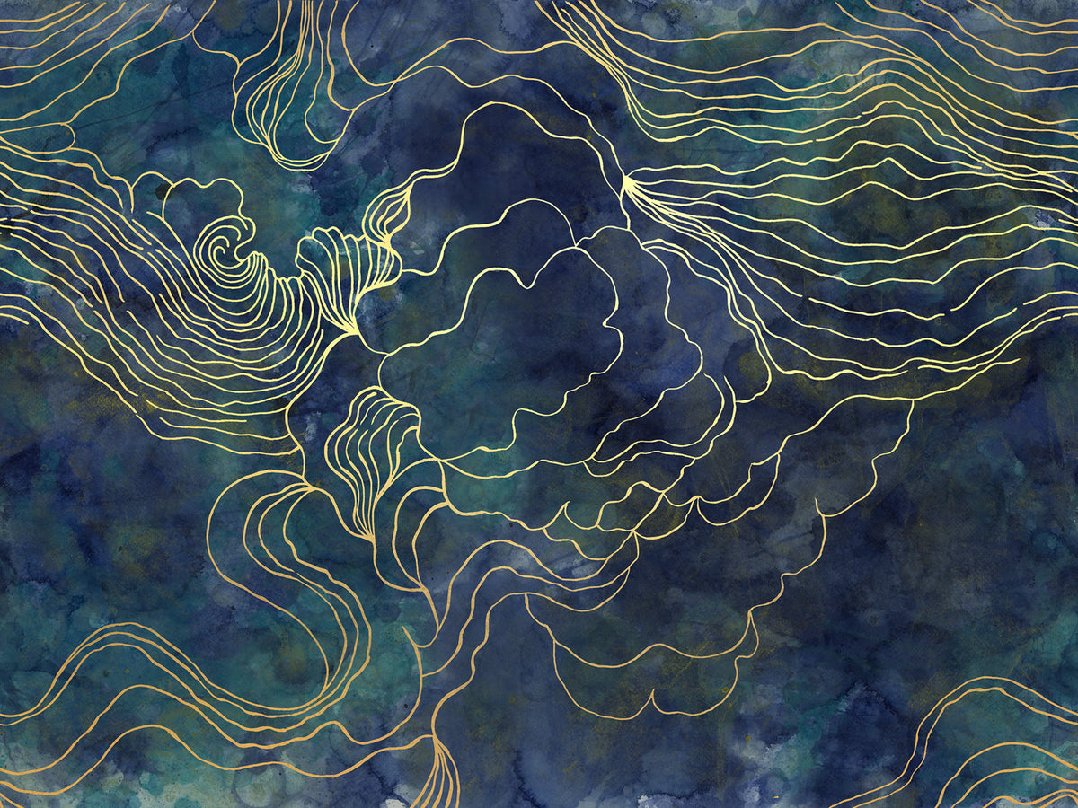 Opulence Storm, Dark Blue Mural Wallpaper - pure wallpaper artwork