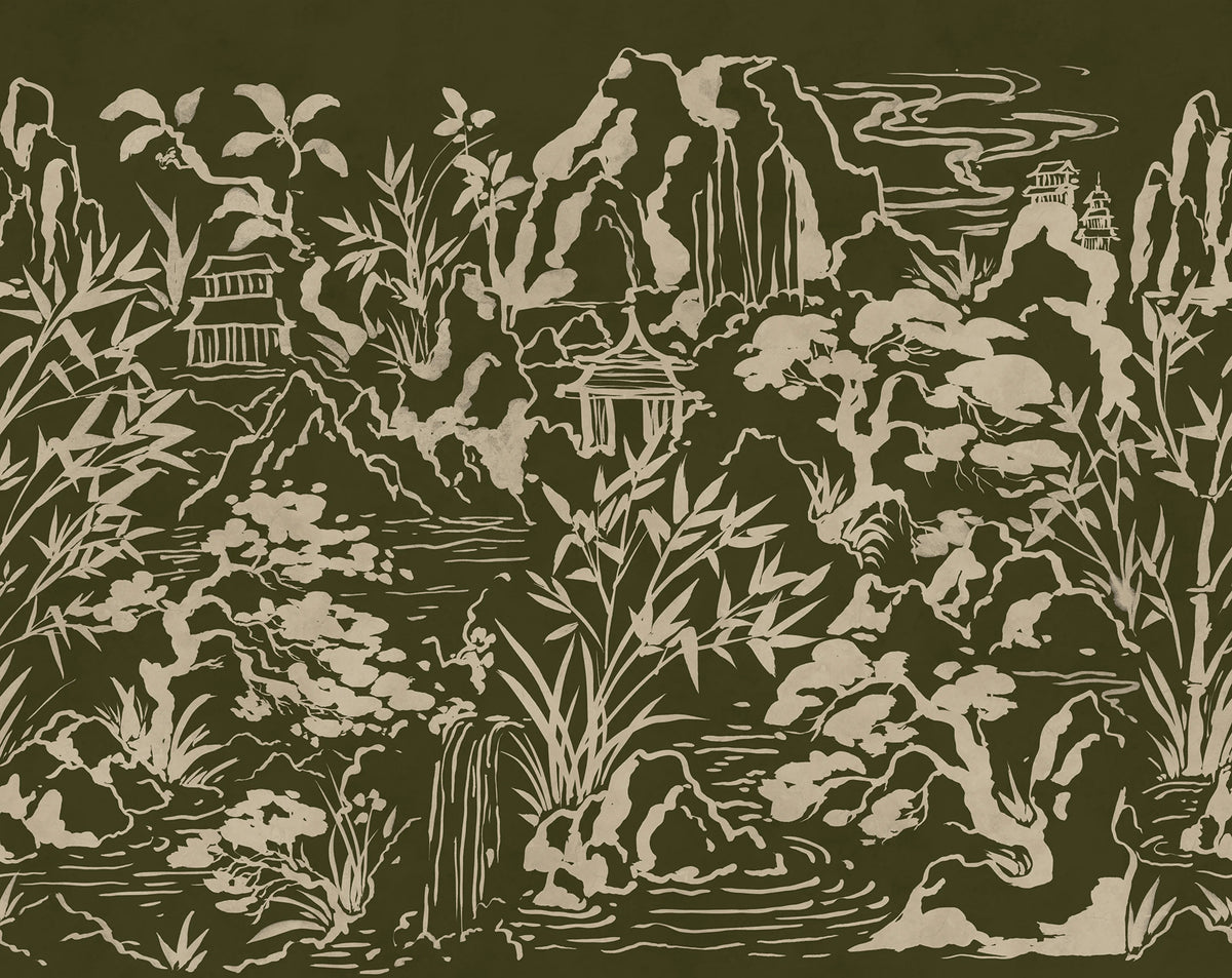 Ink Horizon, Green Mural Wallpaper - pure wallpaper artwork