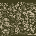 Ink Horizon, Green Mural Wallpaper - pure wallpaper artwork