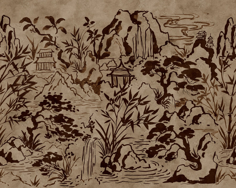 Ink Horizon, Brown Mural Wallpaper