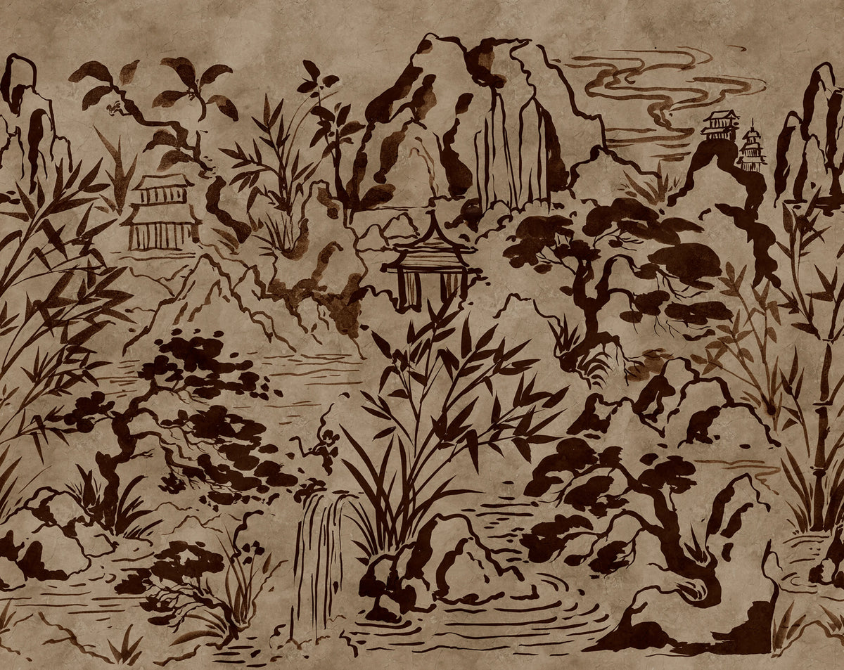 Ink Horizon, Brown Mural Wallpaper - pure wallpaper artwork