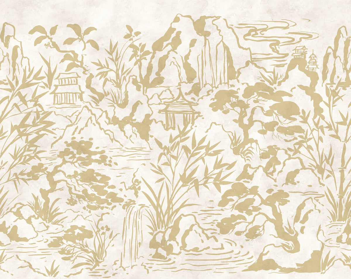 Ink Horizon, Beige Mural Wallpaper - pure wallpaper artwork