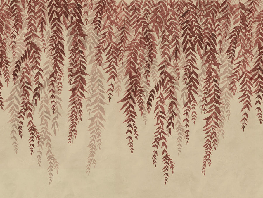 Whispers of Bamboo, Red Mural Wallpaper