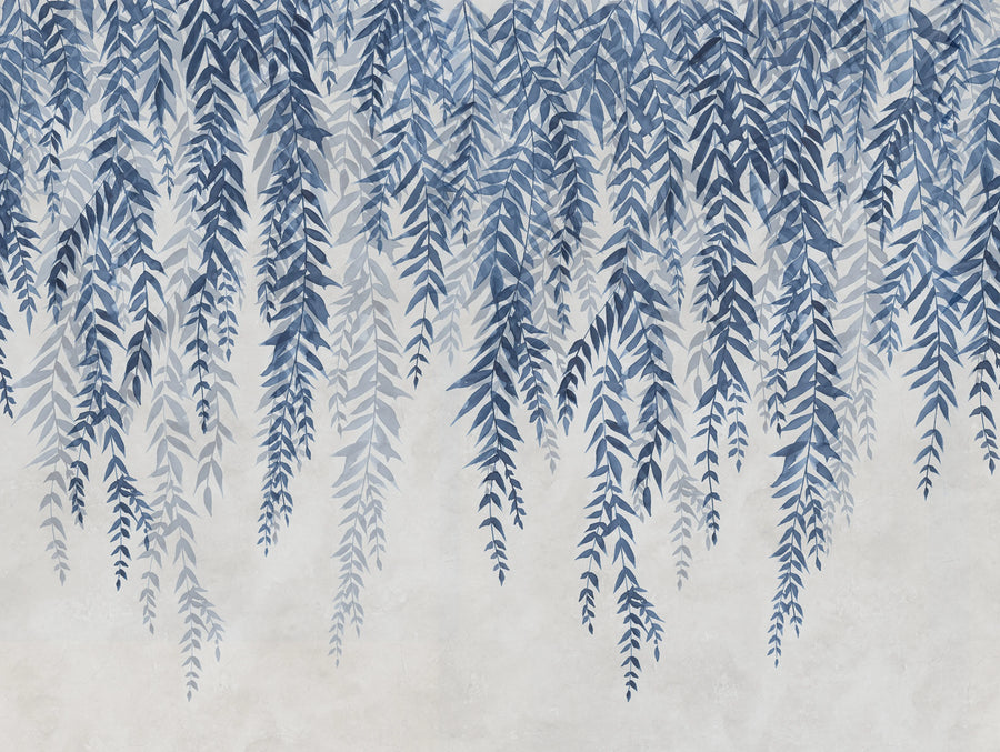 Whispers of Bamboo, Blue Mural Wallpaper
