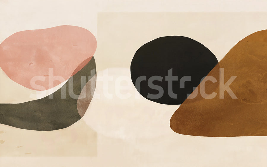 Modern Shapes, Beige Mural Wallpaper
