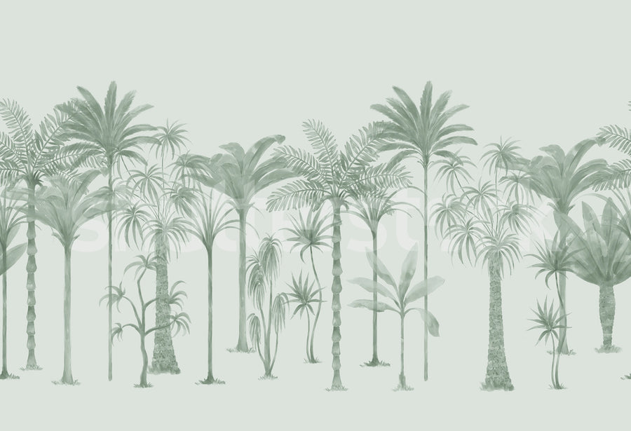 Playful Palms, Green Mural Wallpaper