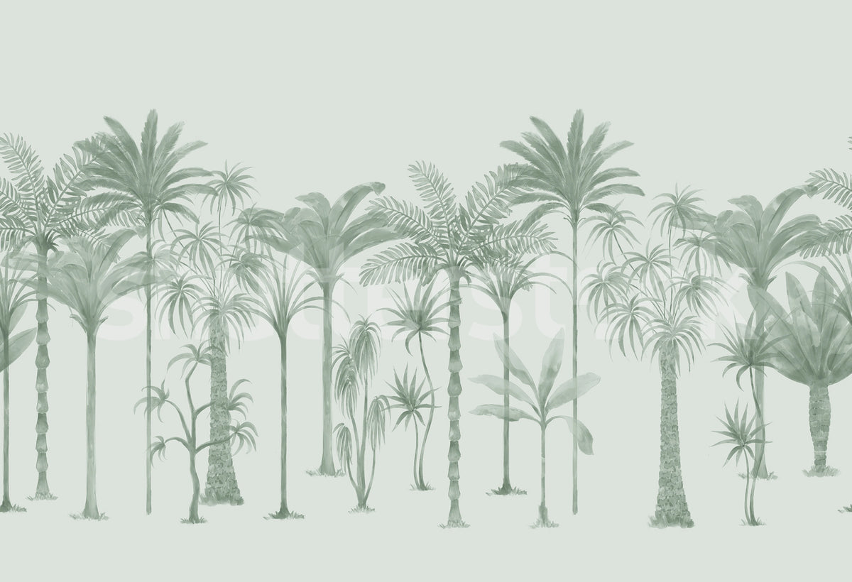 Playful Palms, Green Mural Wallpaper - pure wallpaper artwork