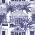 Palm Residence, Blue Mural Wallpaper - pure wallpaper artwork