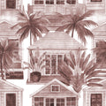 Palm Residence, Burgundy Mural Wallpaper - pure wallpaper artwork