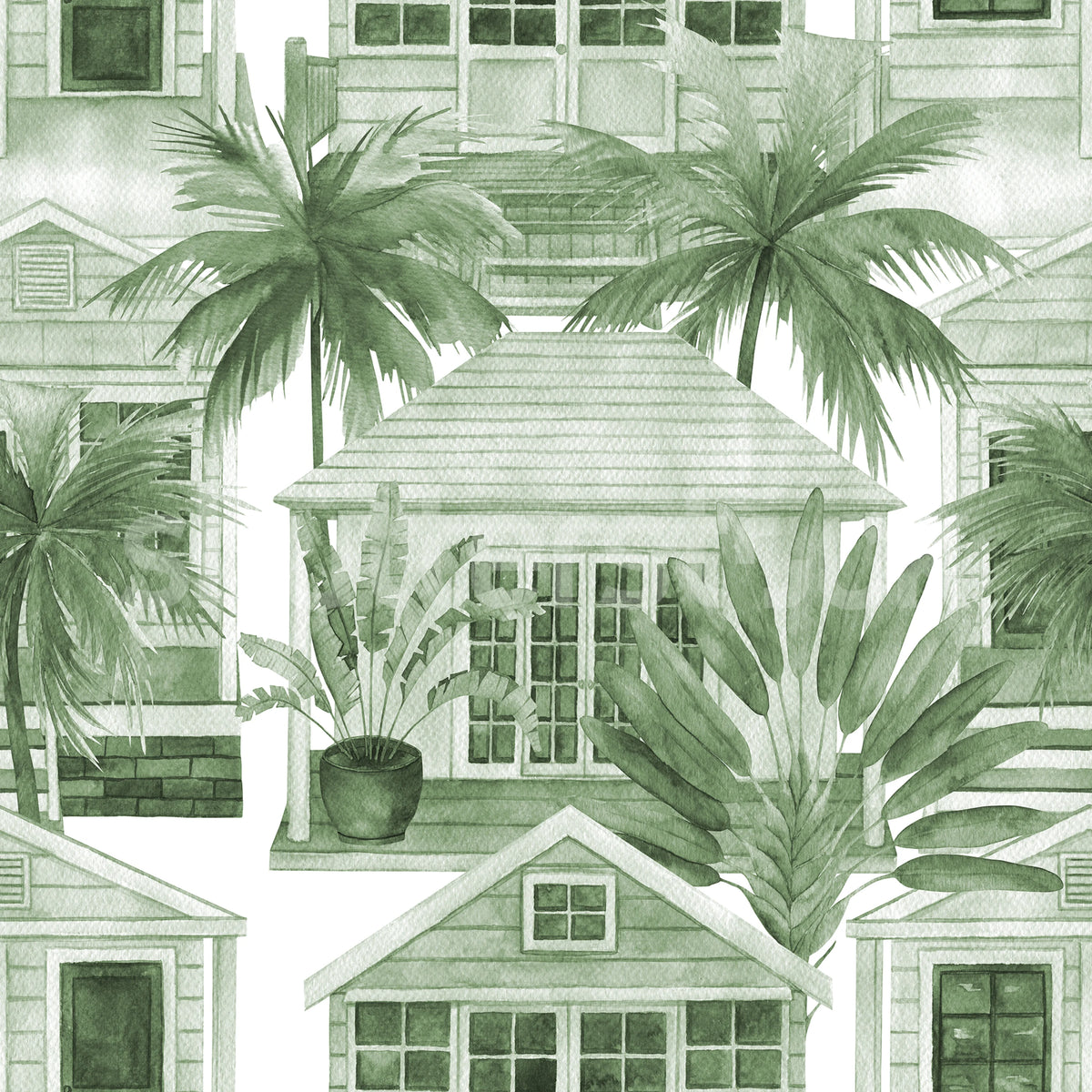 Palm Residence, Green Mural Wallpaper - pure wallpaper artwork