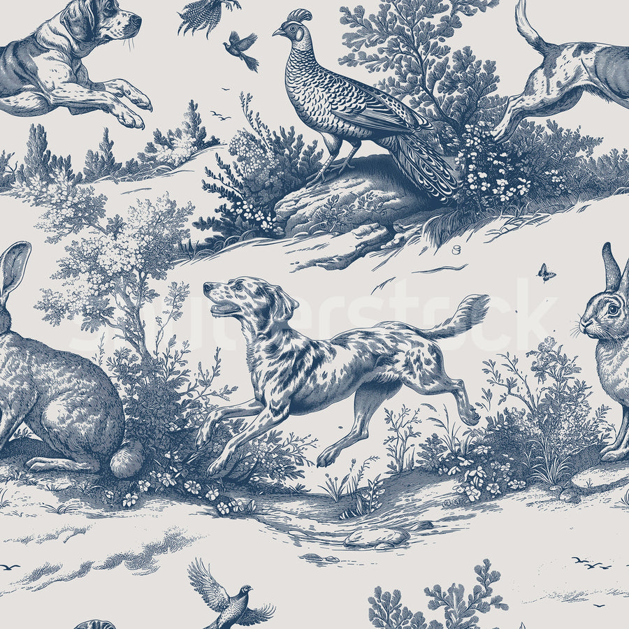 Countryside Tales, Oxford Blue Mural Wallpaper