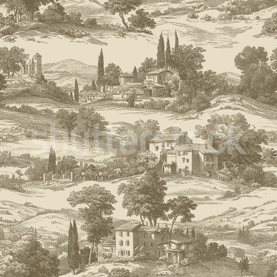 Countryside Toile, Cotswold Cream Mural Wallpaper