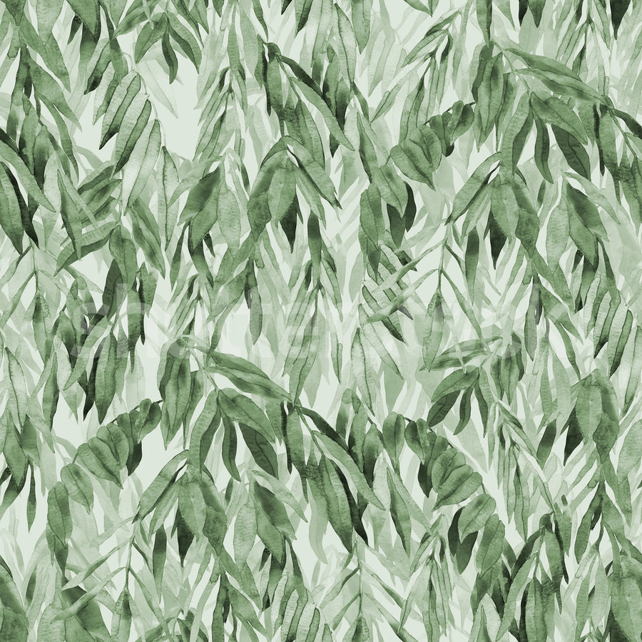 Hanging Branches, Solid Green Mural Wallpaper