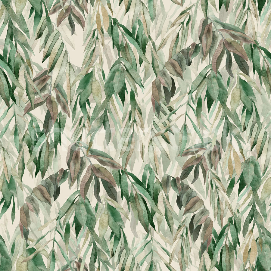 Hanging Branches, Warm Green Mural Wallpaper
