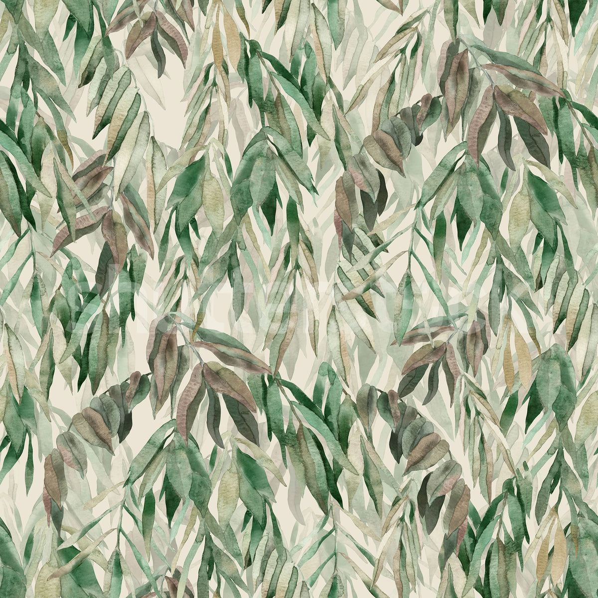 Hanging Branches, Warm Green Mural Wallpaper - pure wallpaper artwork