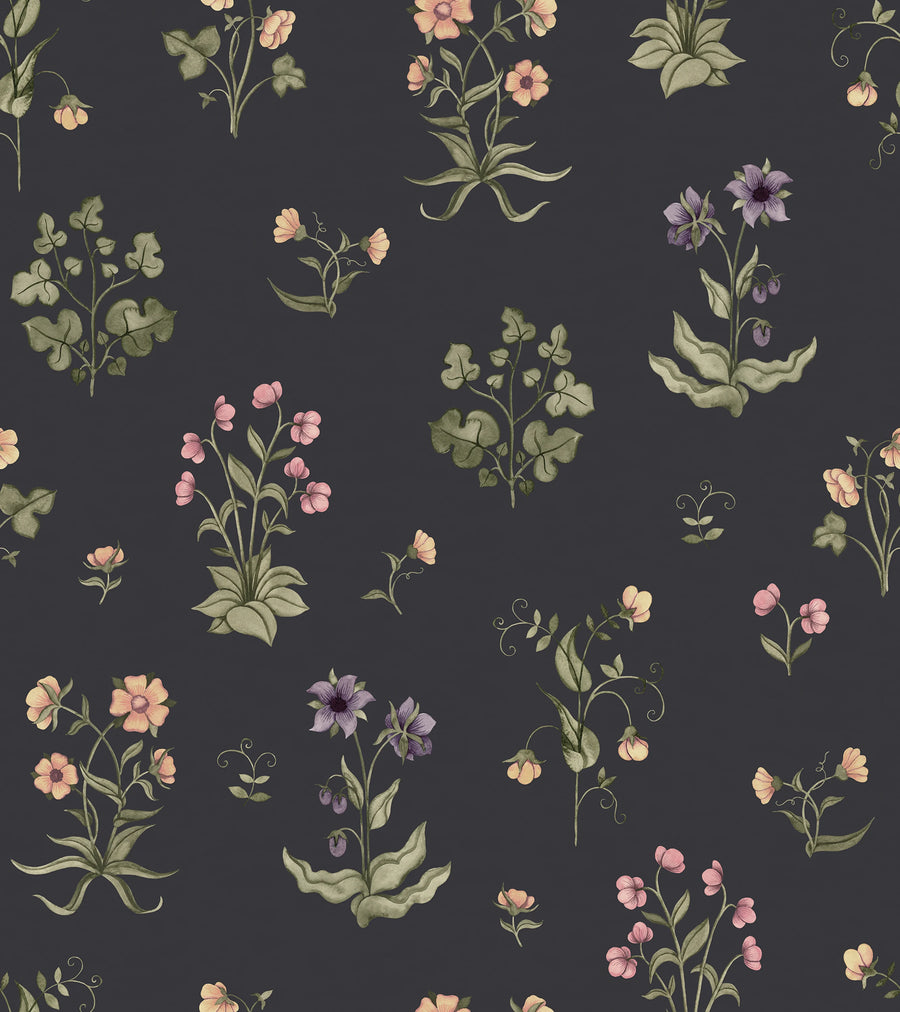Timeless Flora, Dark Blue Mural Wallpaper