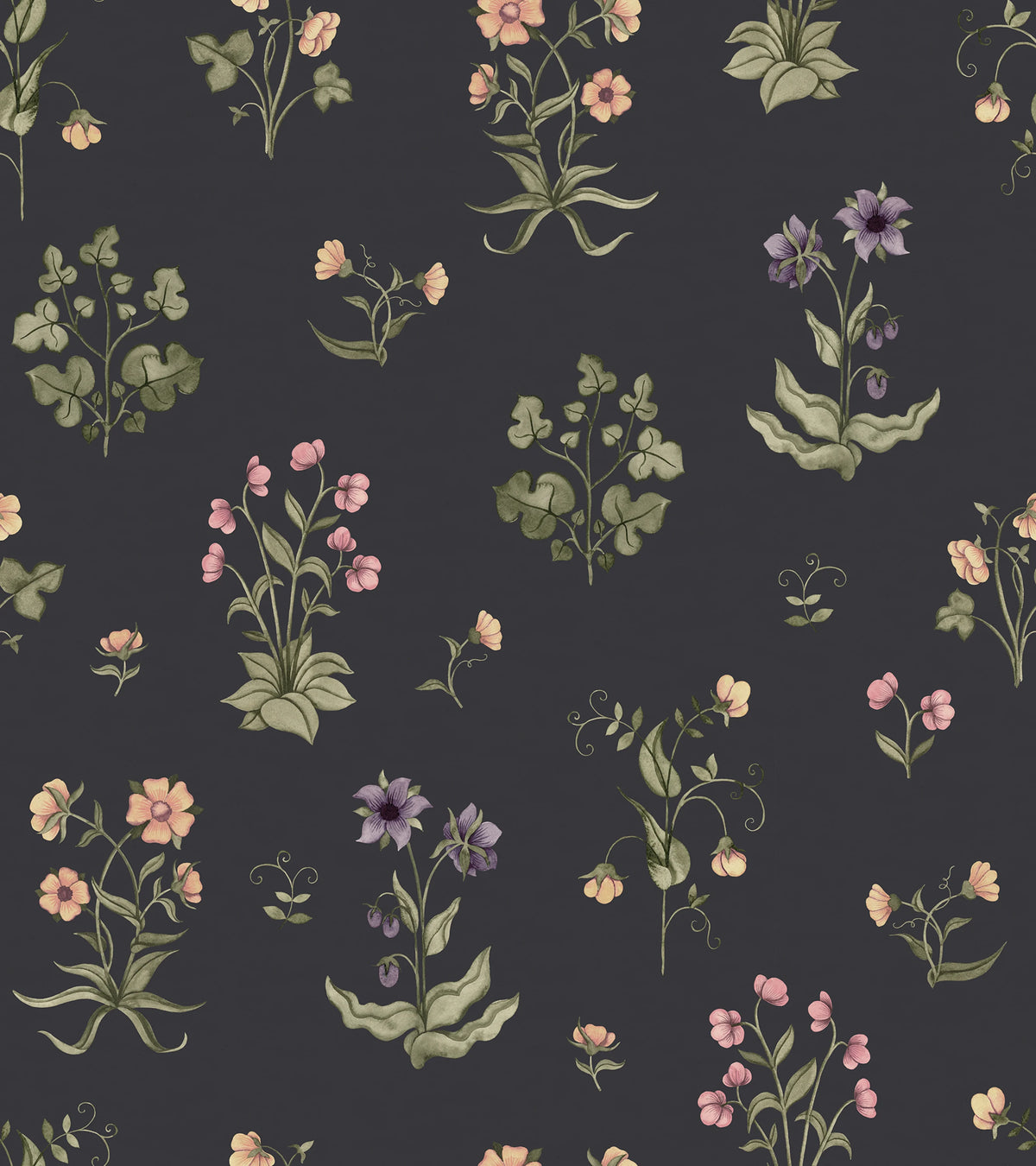 Timeless Flora, Dark Blue Mural Wallpaper - pure wallpaper artwork
