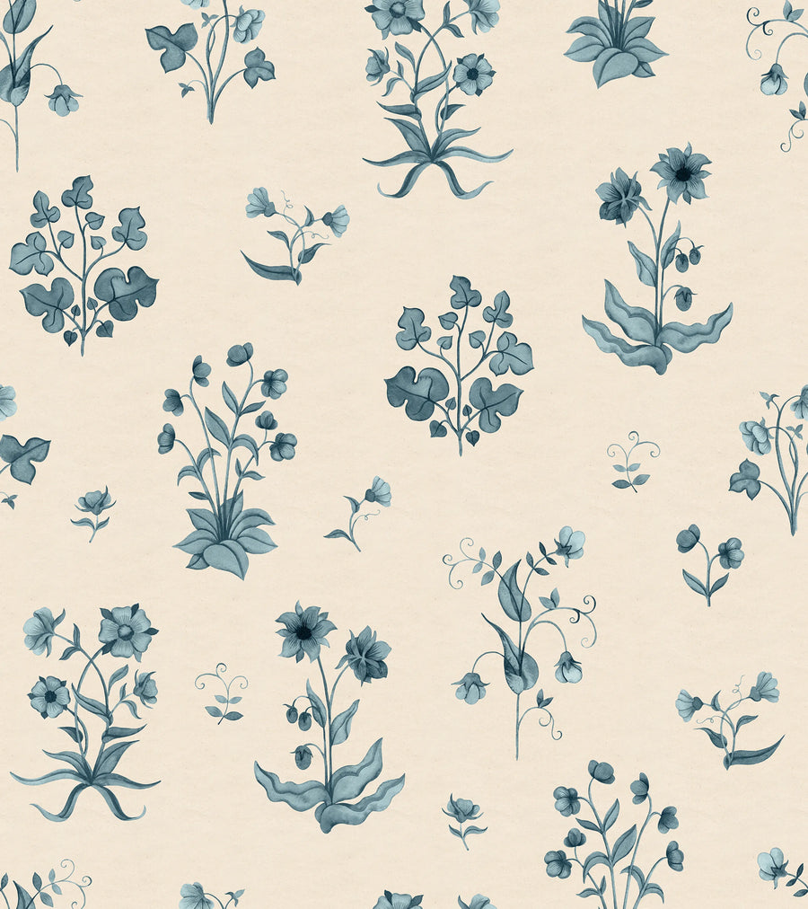Timeless Flora, Blue Mural Wallpaper