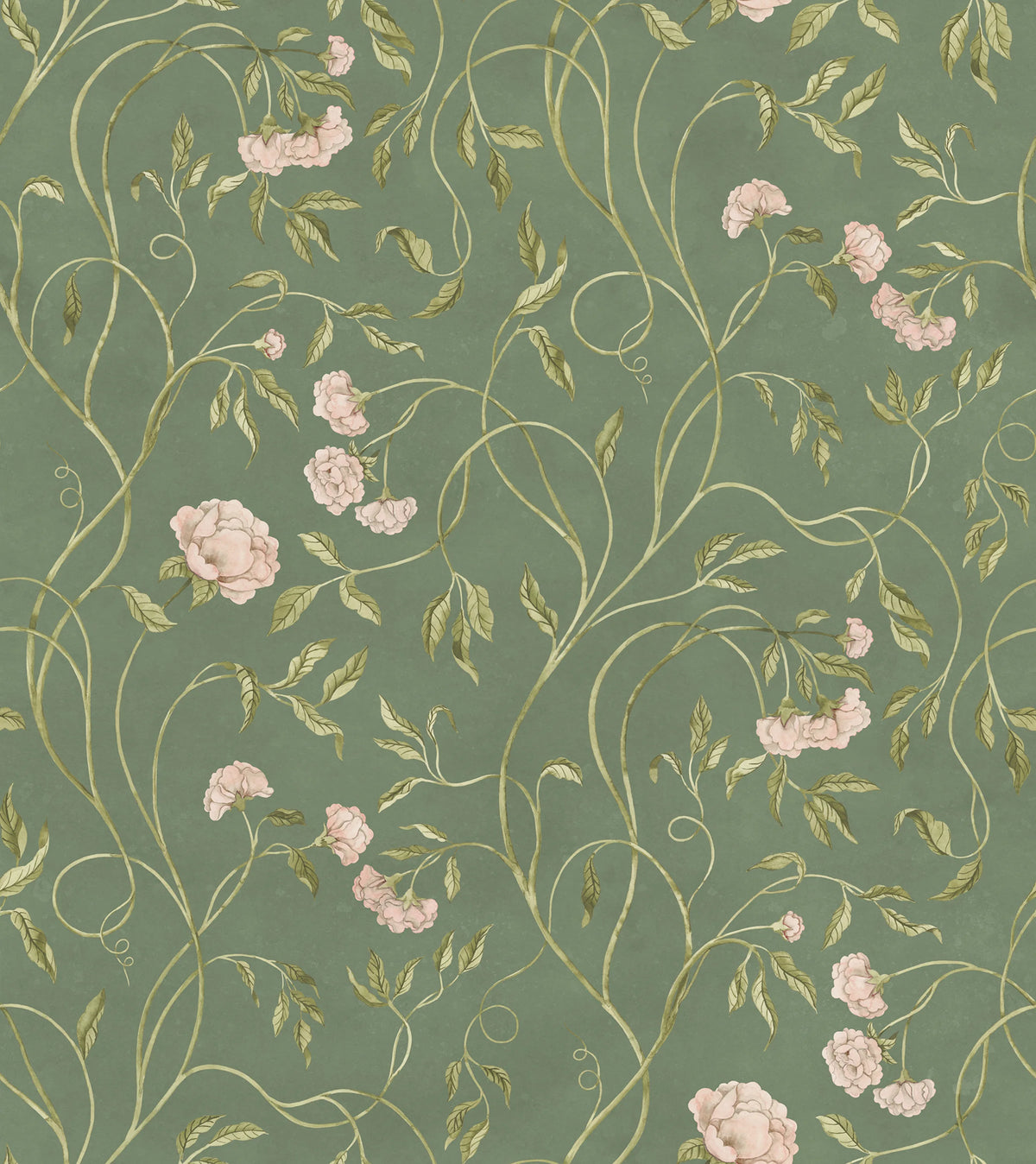 Peony Bloom, Green Mural Wallpaper - pure wallpaper artwork