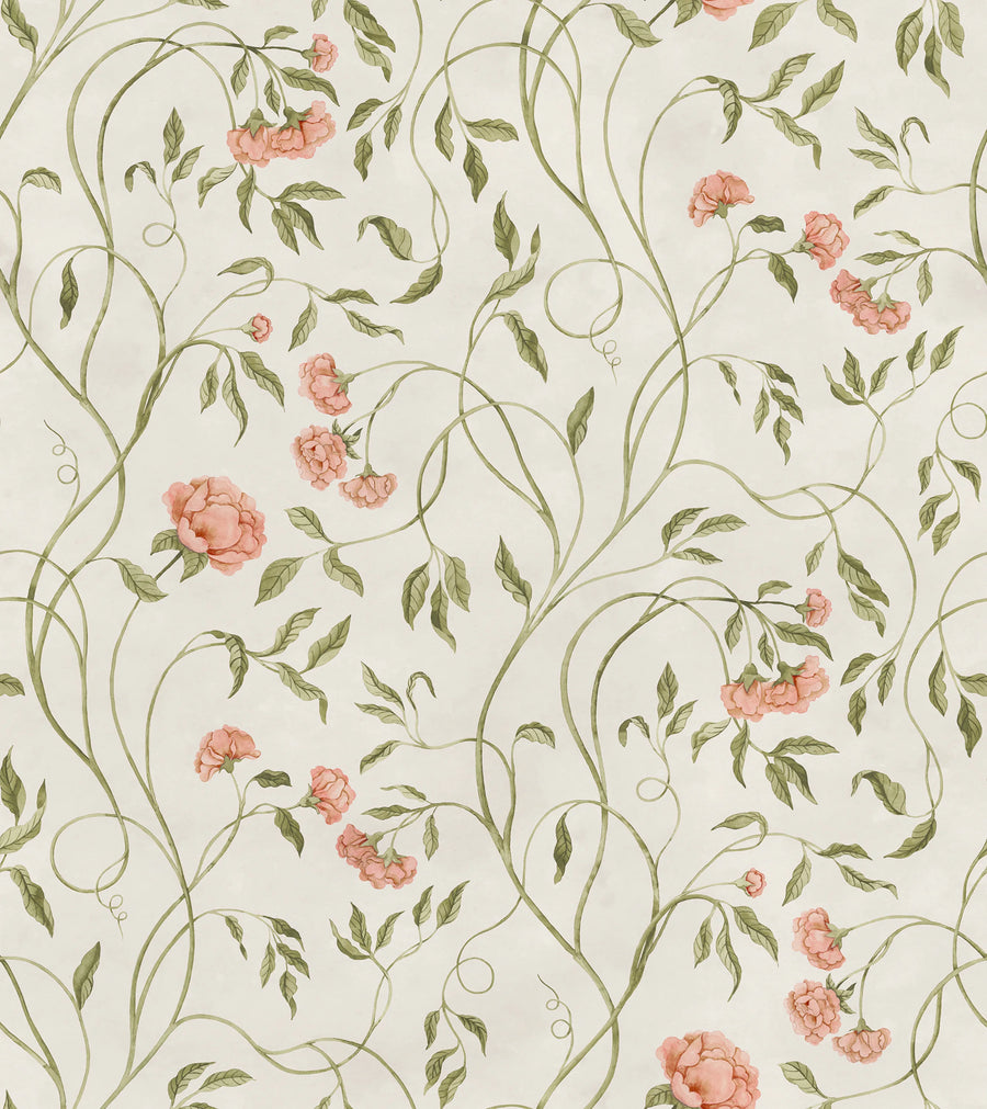 Peony Bloom, Pink Mural Wallpaper