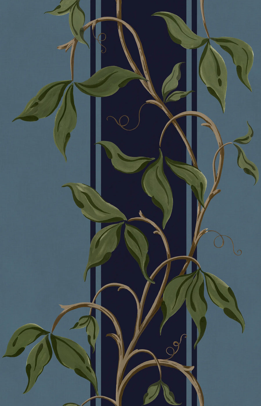 Garden Stripe, Blue Mural Wallpaper