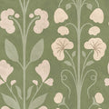 Folk Flower, Green Mural Wallpaper - pure wallpaper artwork