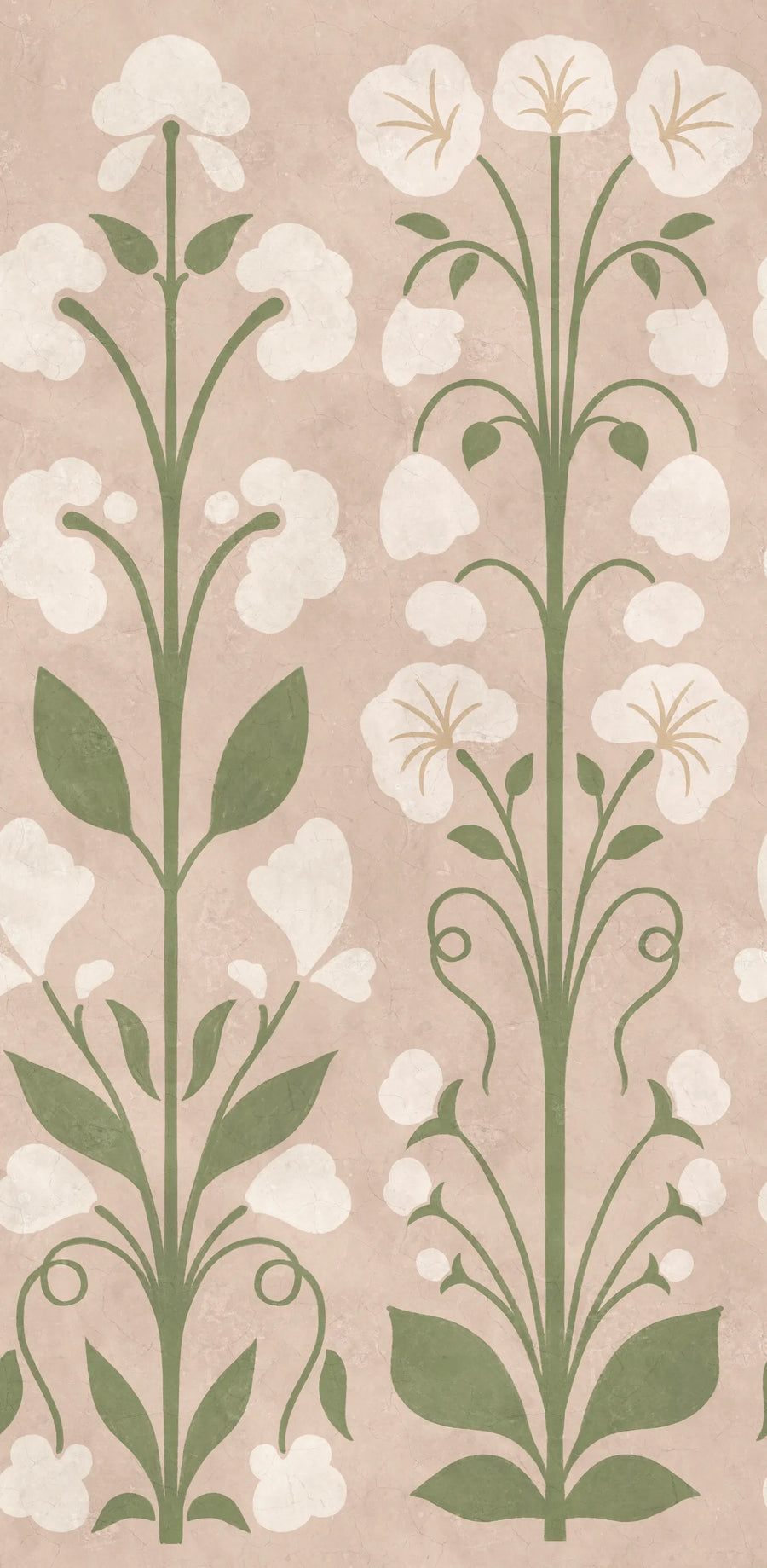 Folk Flower, Pink Mural Wallpaper